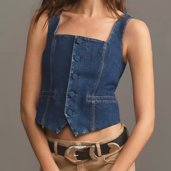 PAIGE Tops - NEW Paige Irene Denim Vest Top Dark Wash Blue Size 2